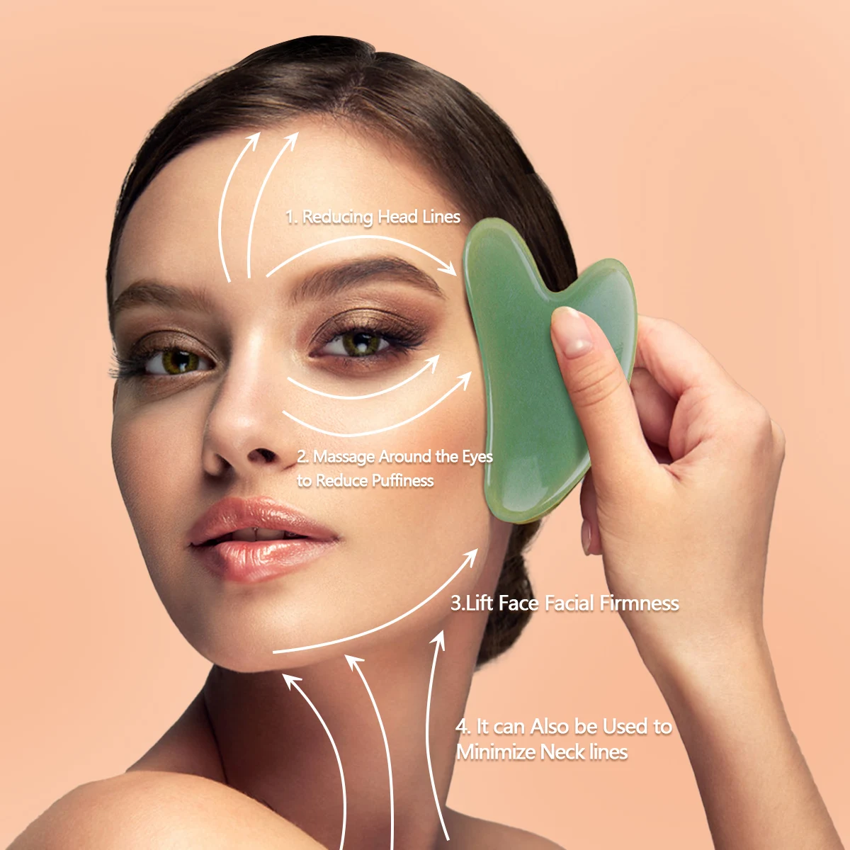 Neck Face Massager Face Lifting Roller 2pcs Double-end Gua Sha Massage Roller Neck Face Board Facial Skin Lifting Scraper Anti-Wrinkle Beeswax Stone Scraping Massager