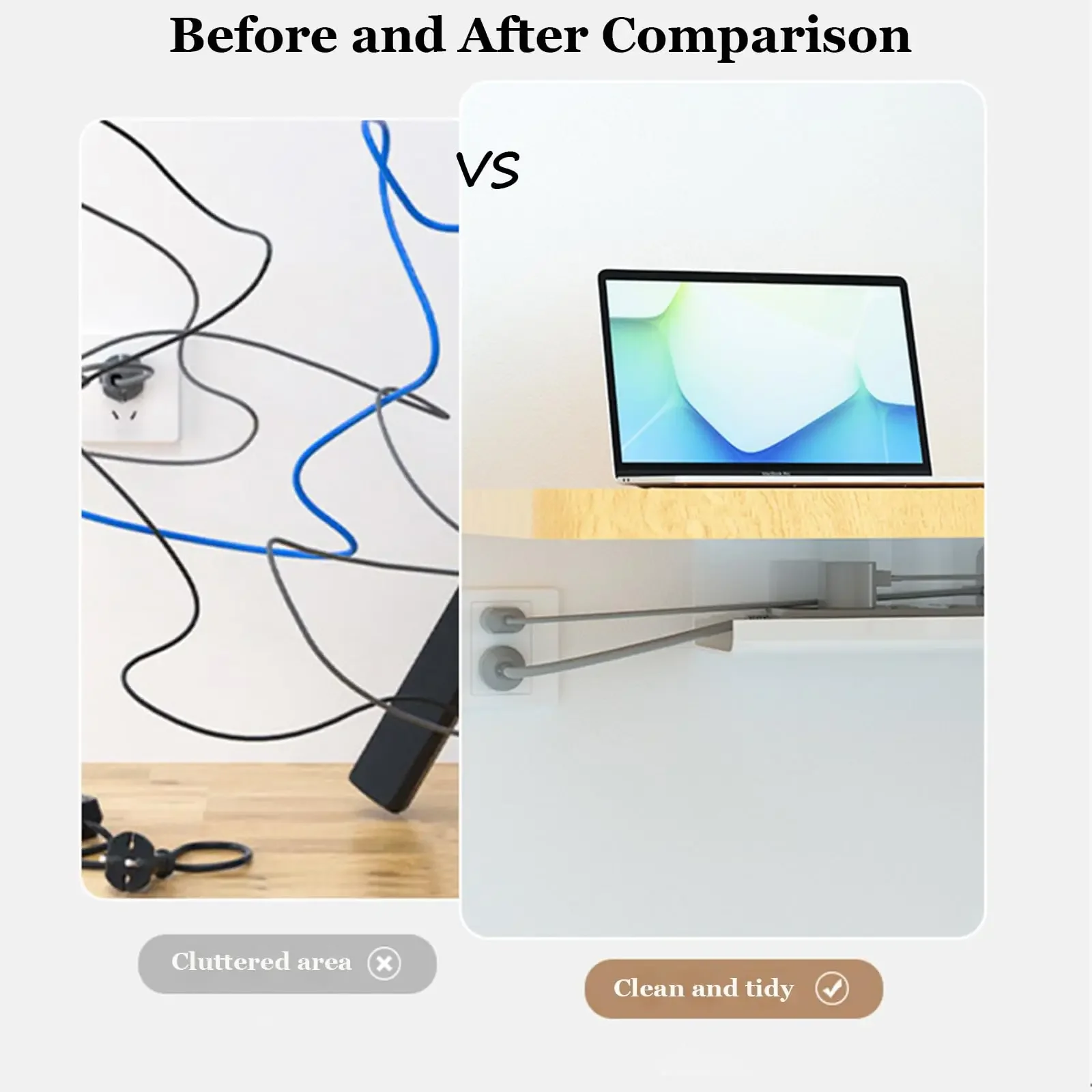 No-Screw Under Desk Cable Management Tray-Self-Adhesive Installation, Cable Management, Management Under Desk