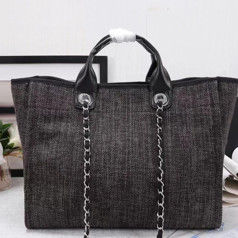 Chanel Canvas Small Deauville Tote Charcoal