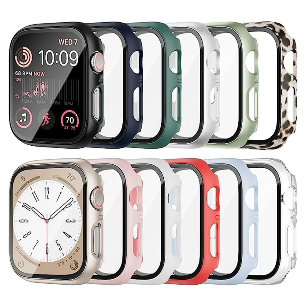 Glass+cover For Apple Watch Case series 8 7 6 5 4 3 SE 44mm 40mm 45mm 42-38-41mm bumper Screen Protector apple watch Accessories