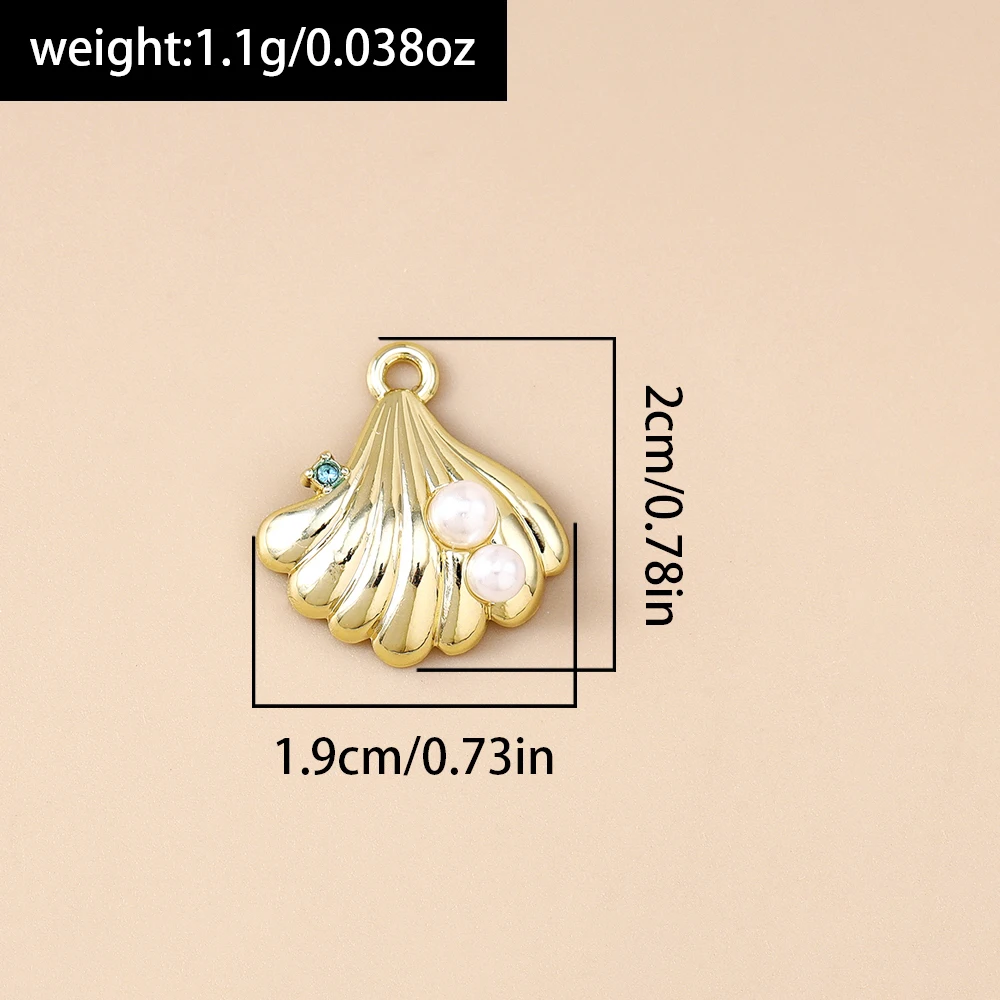Leslie 5 Stück zierliche gold- und silberfarbene Perlen-Muschel-Anhänger für Ohrringe, Halsketten, DIY-Schmuckherstellung, handgefertigtes Kunsthandwerk – Detail 7