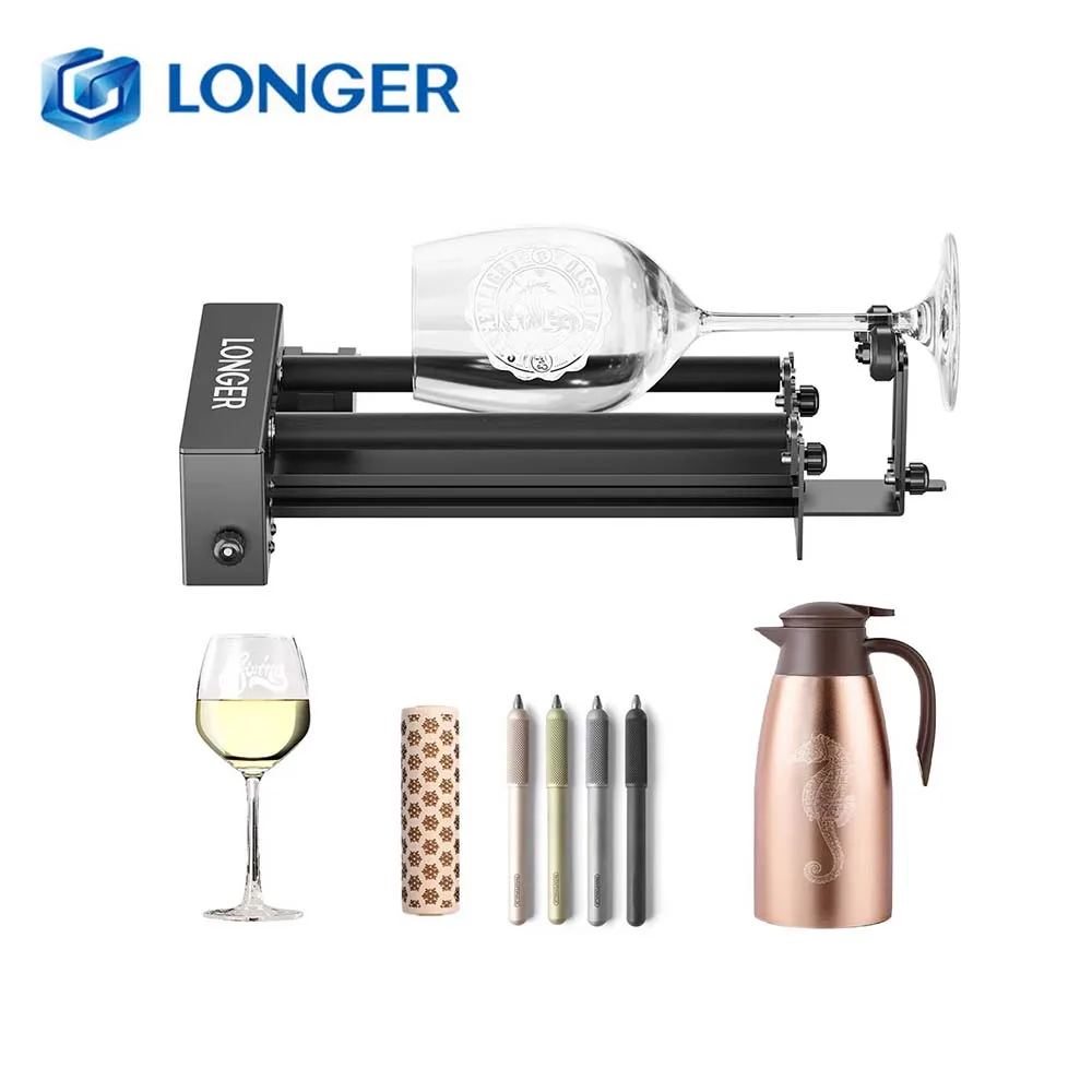 Kits de mise à niveau de rouleaux rotatifs LONGER pour graveur laser 360 °   Rotation, diamètres réglables de 6 à 300 mm pour laser RAY5 5W 10W 20W B1 Se