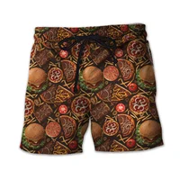 Funny Fast Food Pattern Beach Shorts Men 3d Printed Hamburger Quick Dry Surfing Running Shorts Street Sports Swimming Shorts 2