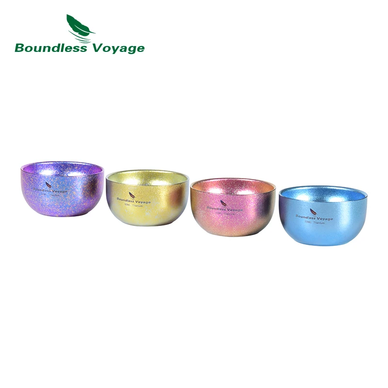 Boundless Voyage Colorful Titanium Double Layer Cup Wide Mouth Wine Tea Mug Drinkware Camping Water Cup Ti3082D