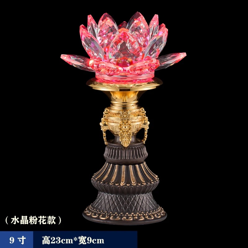 LED Colorful Crystal Ball Lotus Lamp, Buddhist Supplies, Temple Eternal Light, Buddha Light, Meditation, Home Decoration