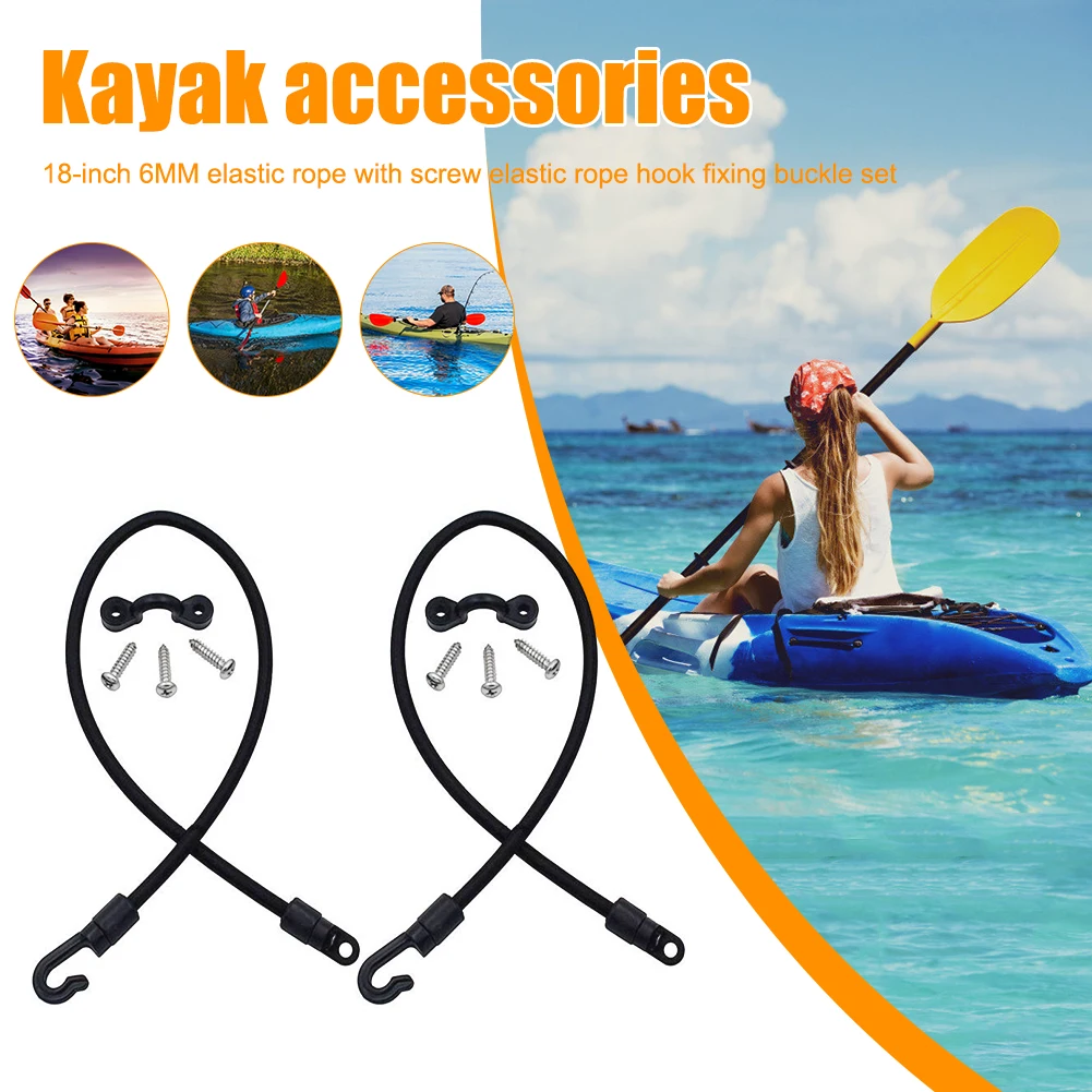 Bungee Cord Portable Elastic Rope Hook Fixing Buckle Set Adjustable Deck Mount Connector Canoe Kayak Marine Accessories