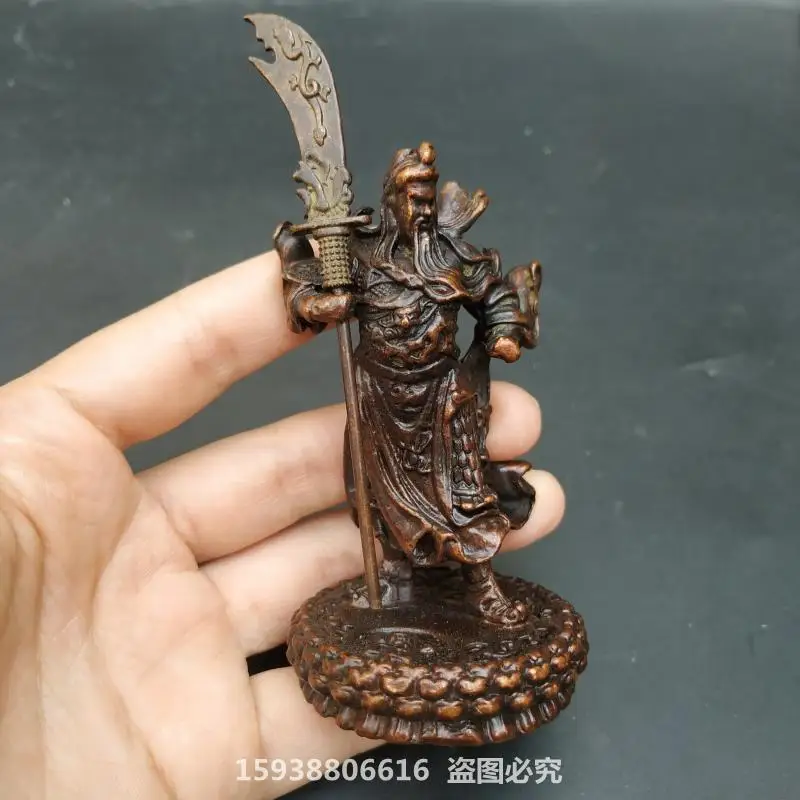 

Alloy imitation pure copper, martial god of wealth, Guan Gong tabletop small ornaments, retro wrapped slurry old items