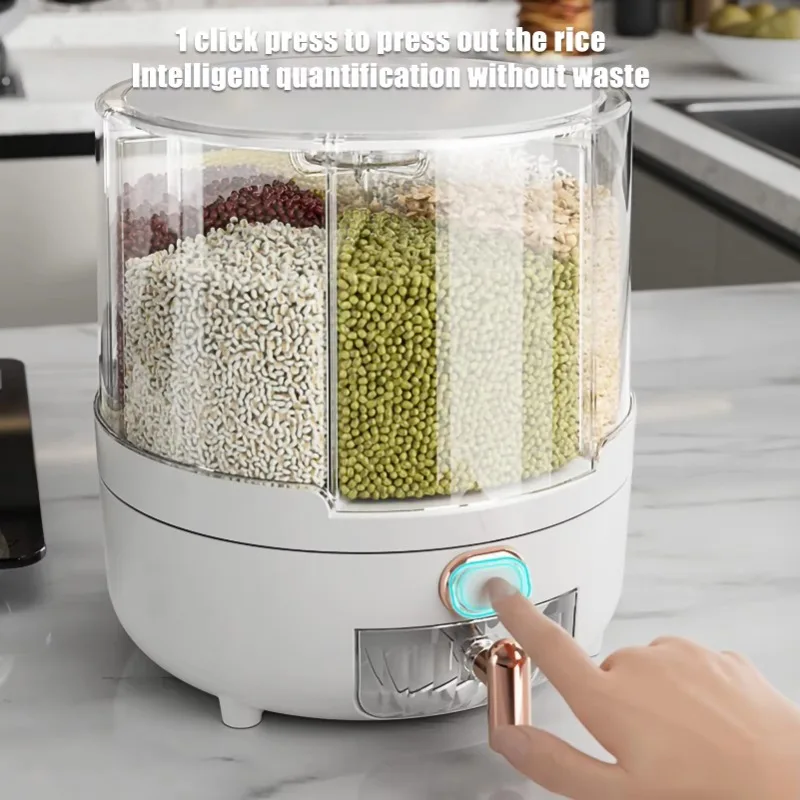 360 degree Household Rice Bucket Grain Storage Box Sealed Insect Moisture Proof Rice Storage Box Rice Tank Food Container 6