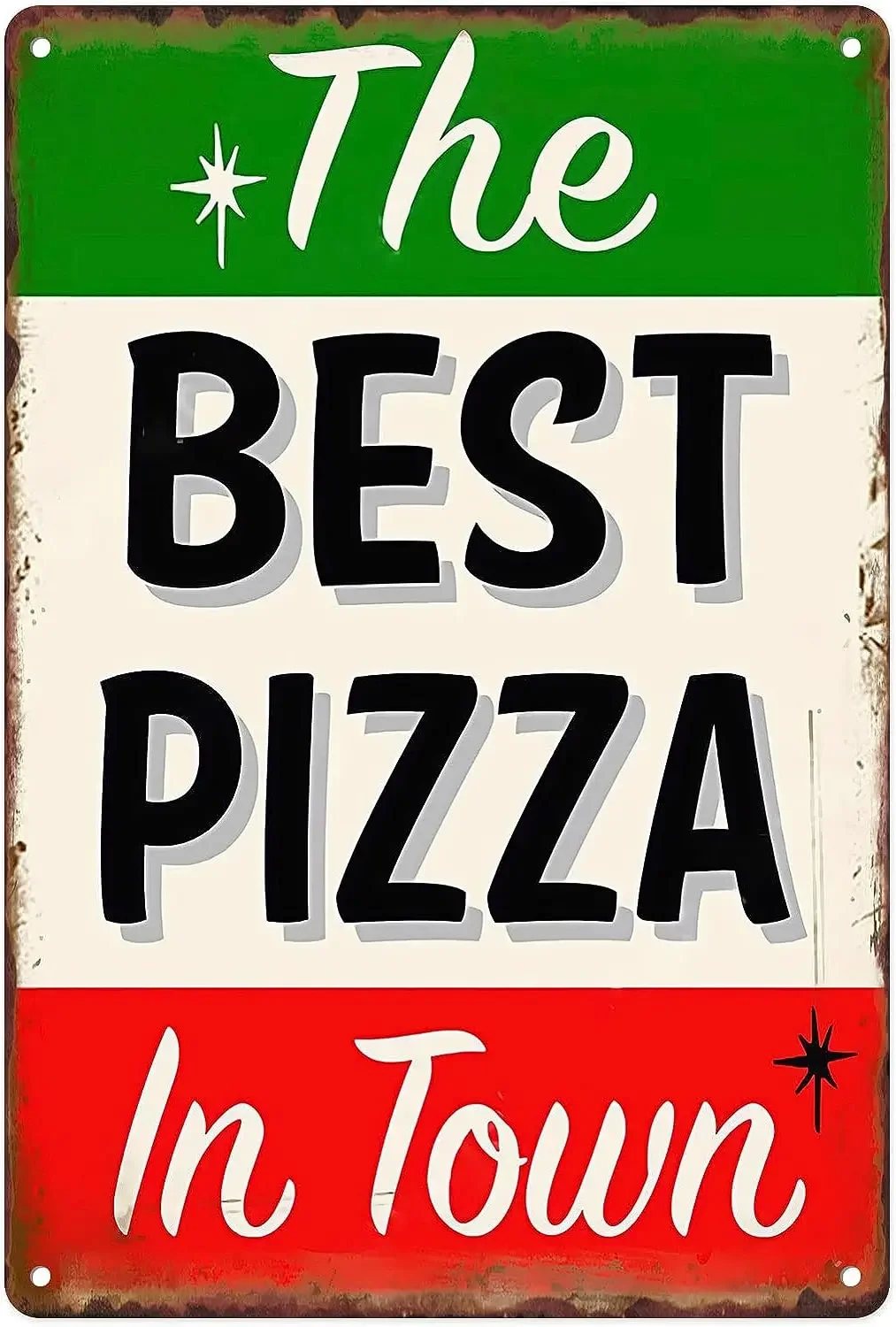 Targa In Metallo Vintage New Best Pizza Town Fast Food Classic Per Casa, Garage, Negozio, Soggiorno, Camera Da Letto, Ufficio,