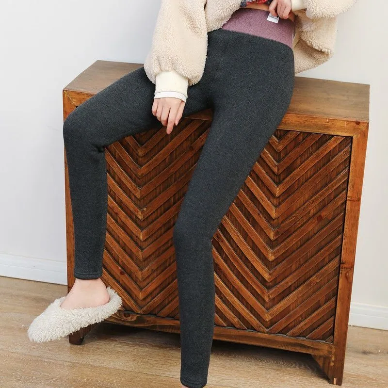 Autumn and Winter Women's Color Blocking High Waist Elastic Classic Leggings Pants Thick Fashion Casual Commute Trousers