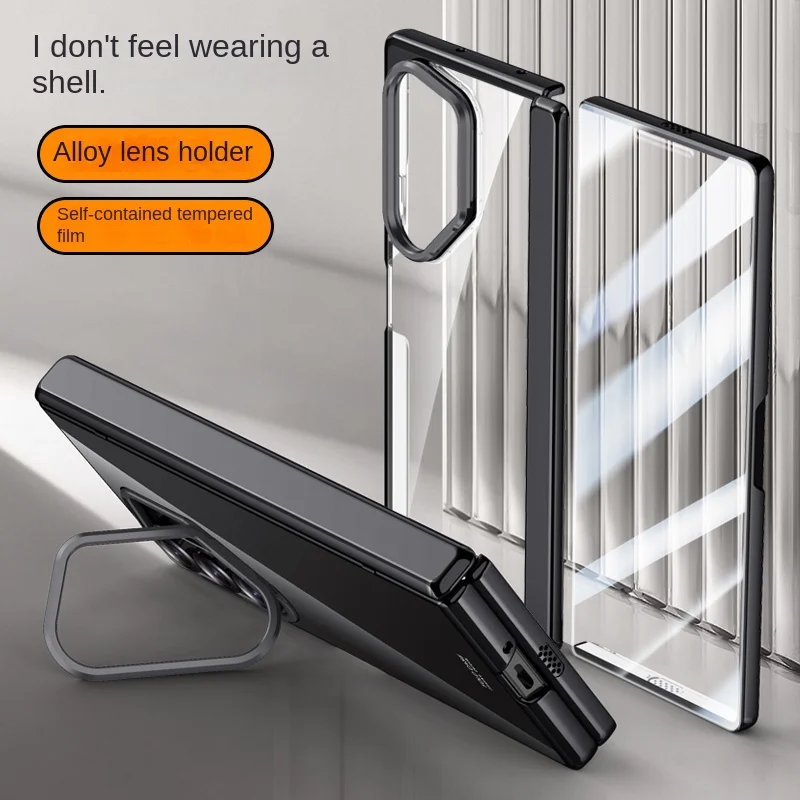 Enhanced Magnetic Anti-Shock Folding Phone Case with Plating and Full Hinge Protection