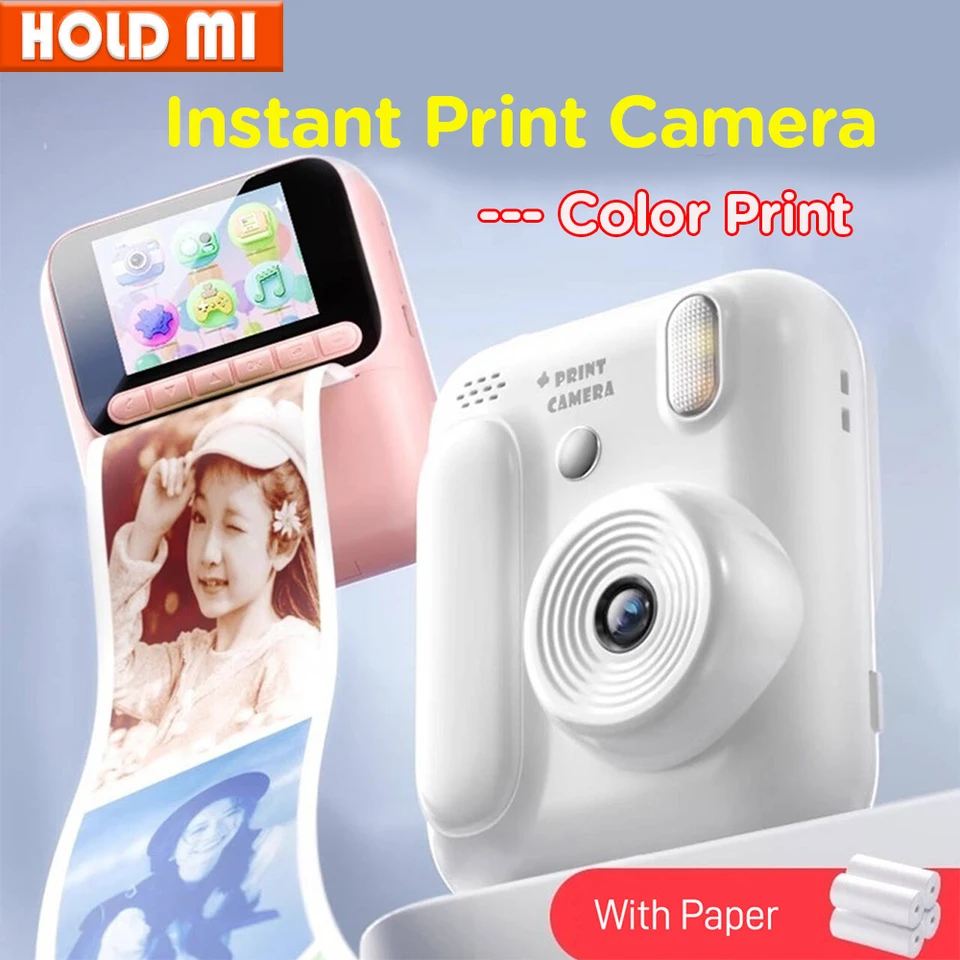 Instant Print Camera voor kinderen, 1080P Instant Camera met 5 rollen