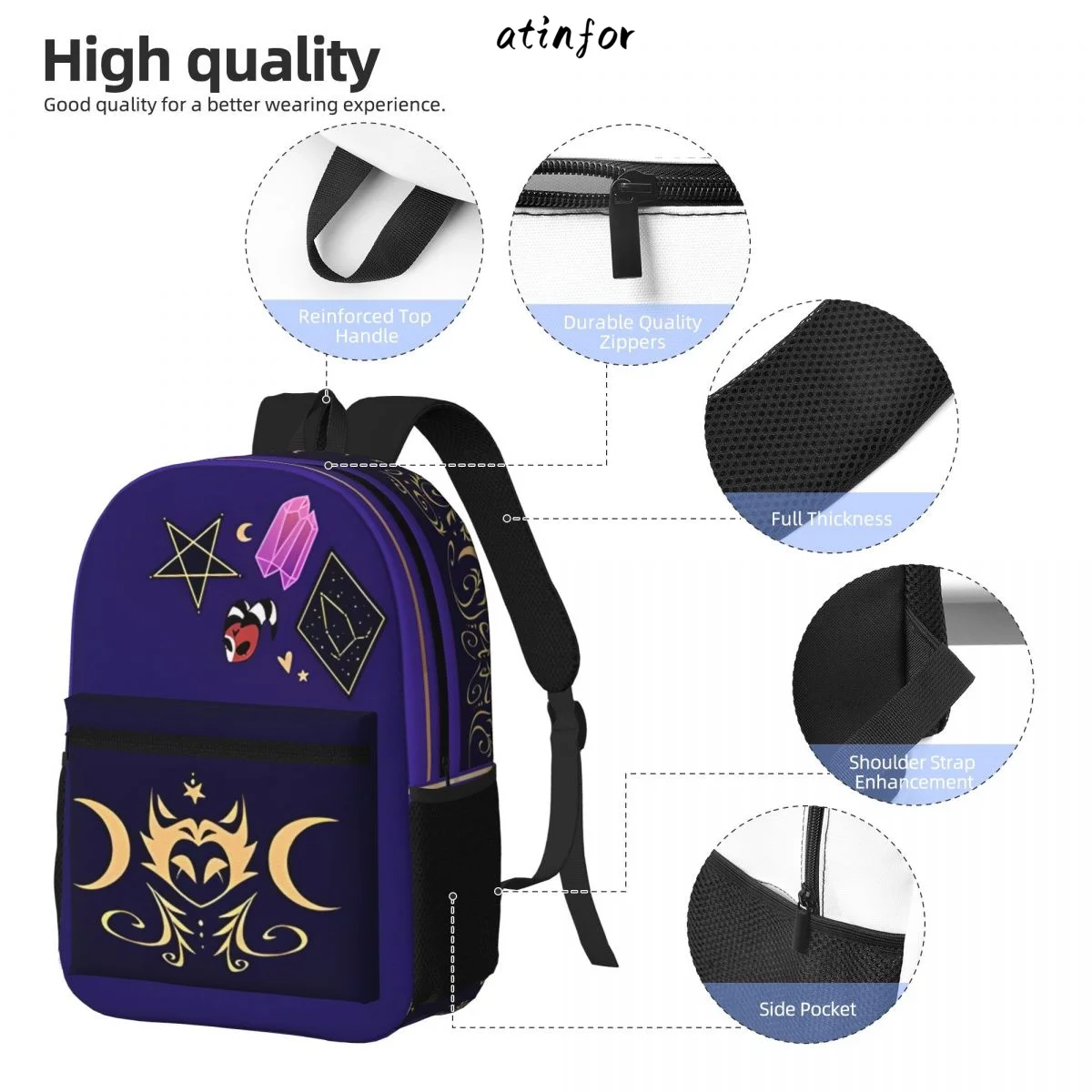 atinfor Helluva Boss Printing Women Backpack Female Laptop Student Bookbag School Bag for Teenage Girl Bagpack 5