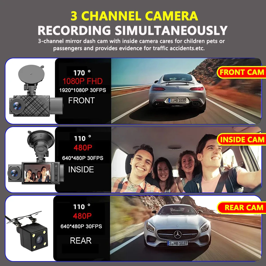  DVR   ĸ  HD 1080P  ķ, IR Ʈ   ȭ,   ڽ, 3 , 2 ġ, 3 ī޶, ǰ