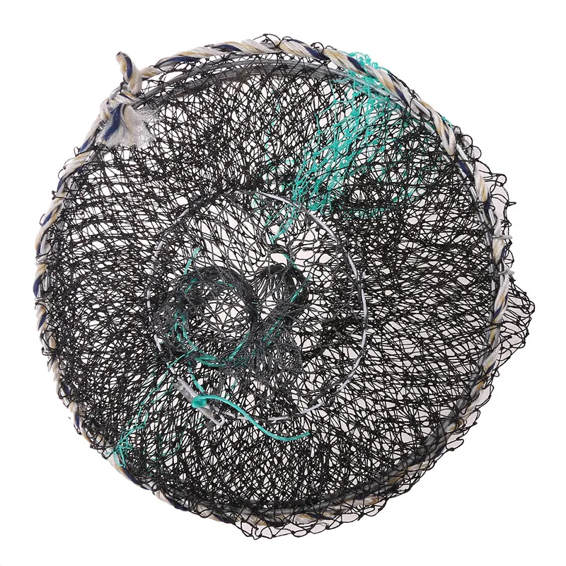 Crab Crayfish Lobster Catcher Pot Trap Fishing Net Eel Live Bait Woven Loop Rope With Circular Color Foldable Fishing Nets 6