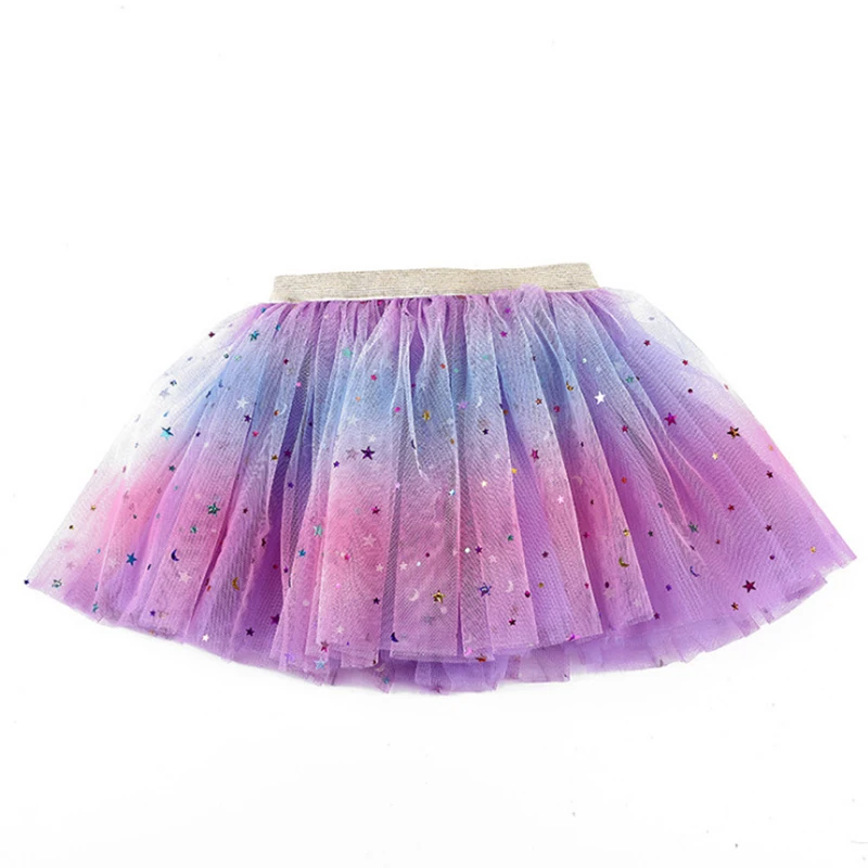 thumbnail image 1 of Faldas de tul de arcoíris para chico, falda de princesa de malla para bebé, faldas tutú de Ballet para actuación infantil, falda para niña de estrella y Luna de 0 a 8 años, 1 of 6