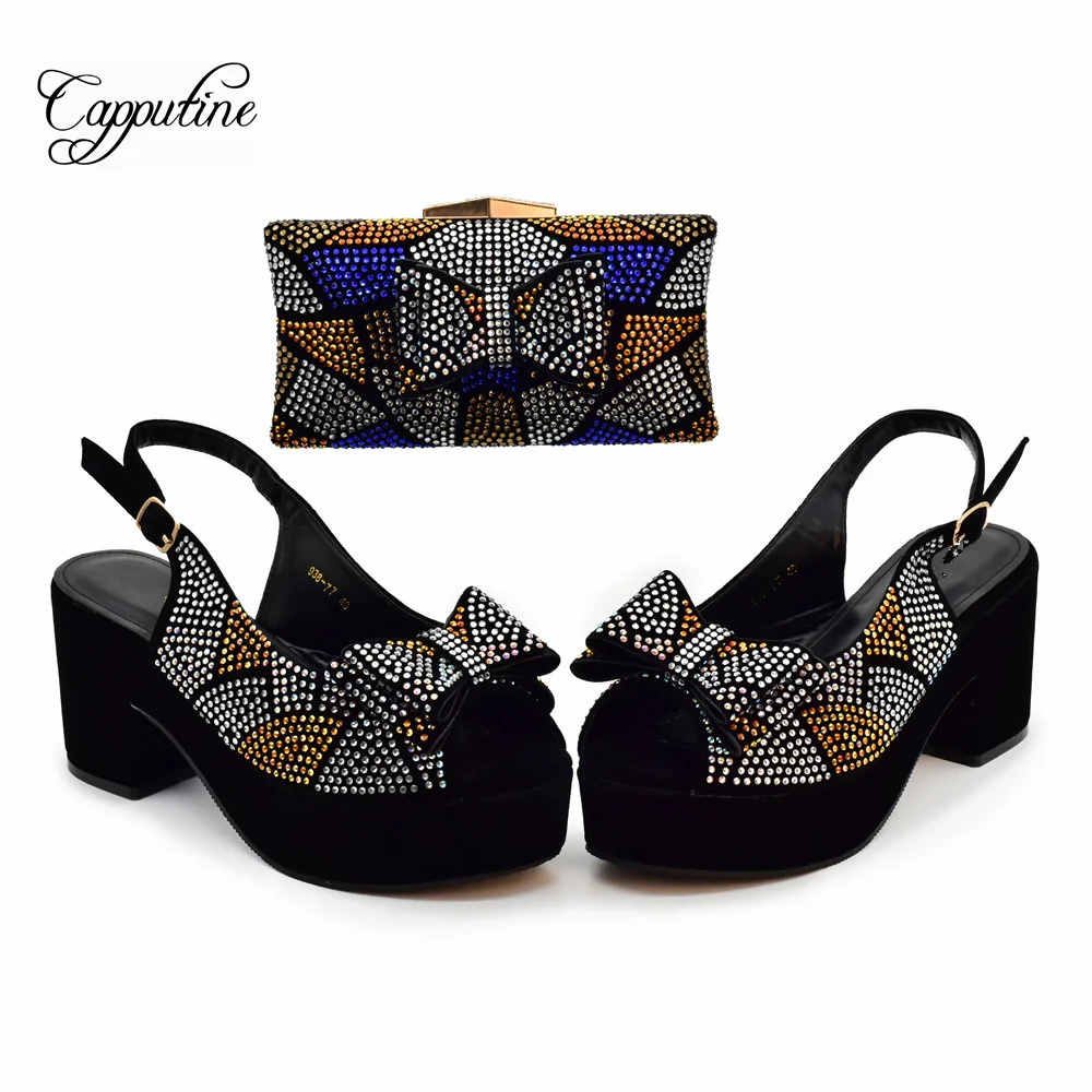 

Women Shoes And Bag Set To Match African Ladies Summer Sandals With Handbag Pumps Purse Clutch Femmes Sandales For Party 938-77