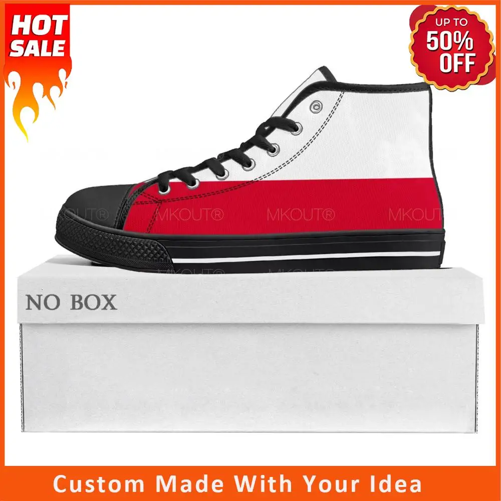 

Высокие высококачественные кроссовки с полированным флагом, мужские и женские холщовые кроссовки для подростков, польская повседневная обувь для пар, обувь на заказ