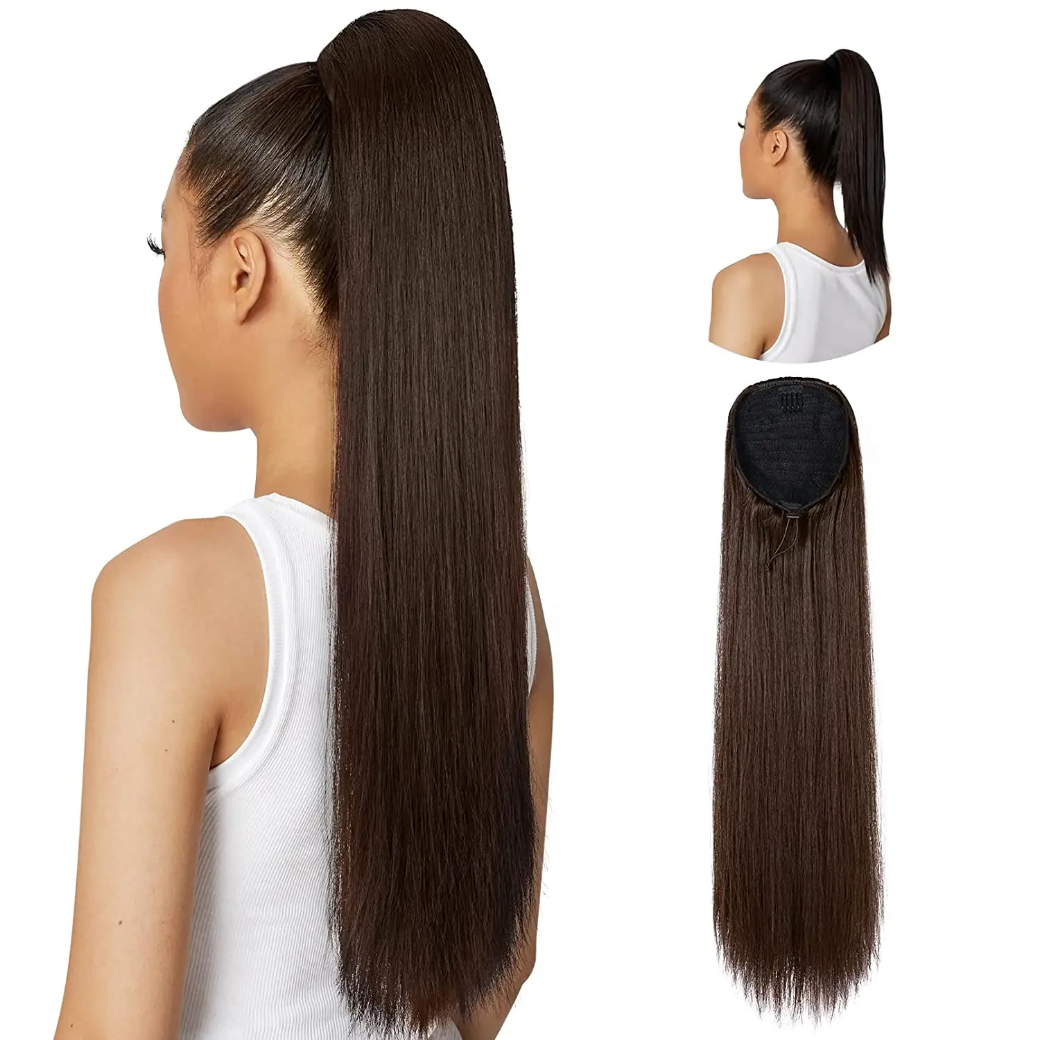 Synthetic Long Straight Ponytails Hair 80 Cm 150g High Temperature Fiber Bun Fake Hair Chipin