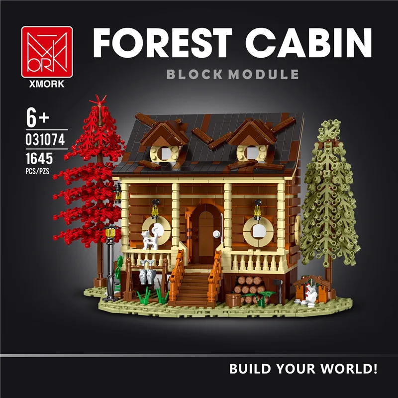 

Forest Cabin Model Building Blocks MOC 031074 Flat Storey Natural View Wood House Architecture Bricks Creative Ideas Toy Gifts