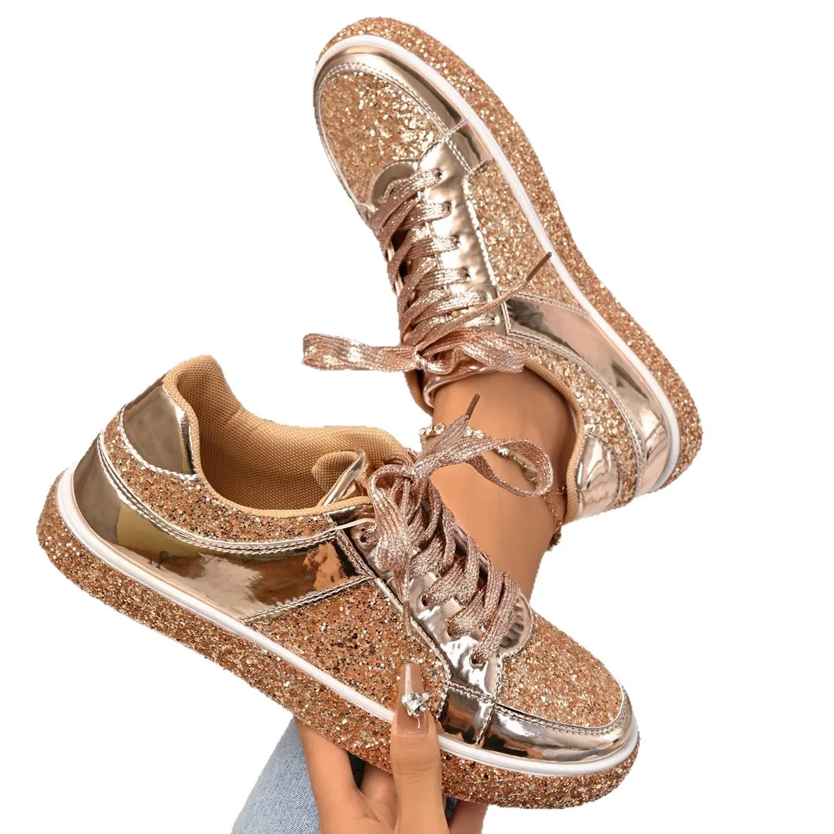2025 New Women Sneakers Designer Shoes Luxury Unisex Couple Platform Shoes Women Shining Glitter Casual Fashion Sneakers Women