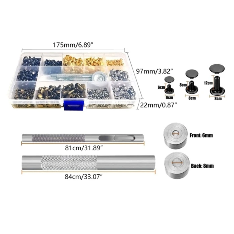 RIVET,Gold 10mm--Ensemble De Rivets à Double Capuchon En Cristal Et