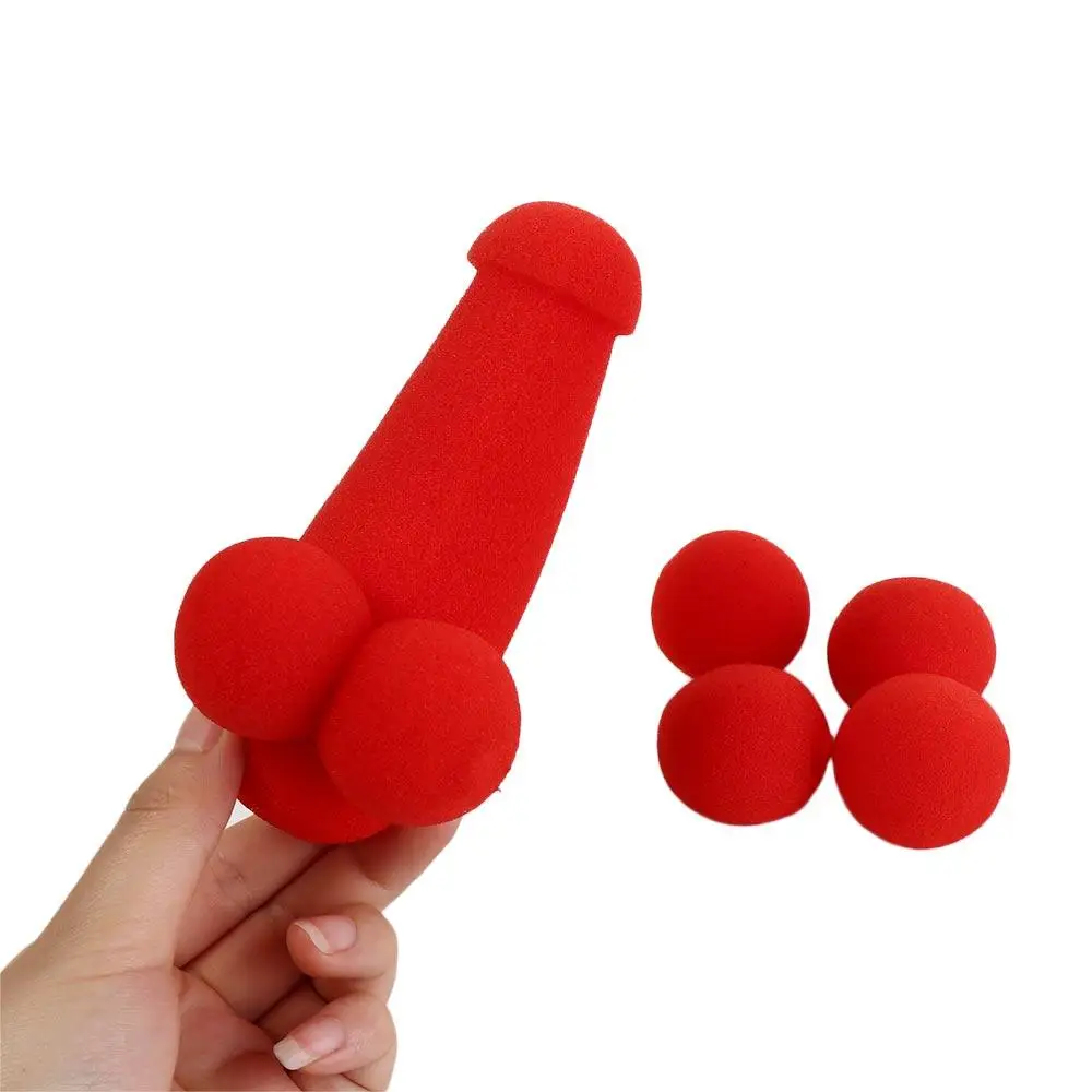 1 Set Small Sponge Brother Magic Tricks 4pcs Red Sponge Balls Funny Gadgets Street Stage Close Up Magic Prop Magician Joke