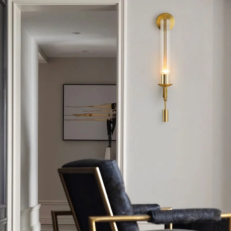 Modern Wall Lamp Glass Gold American Nordic Sconce Retro vintage Living Room Bedroom Porch Aisle Balcony Dining Decor Light led wall lamp wall sconces light wall lamp