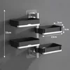 Soap Holder No Punching 180° Rotatable 4 Layers Soap Box Container Toilet Bathroom Wall Mounted Soap Holder Bathroom Storage Box 6