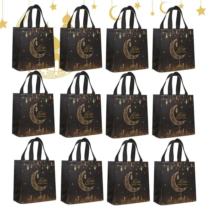 

Сумка Eid с ручкой, 12 шт., многоразовые сумки-тоуты Eid из нетканого материала Eid, сезонные стандартные сумки с ручкой для игрушек, книг, печенья, конфет