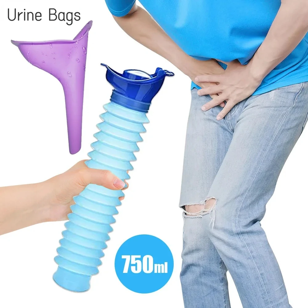 1set Car Urine Bottle Portable Urine Bag Women Men Children Mini Toilet for Travel Camp Outdoor Hiking Children Training 750ml