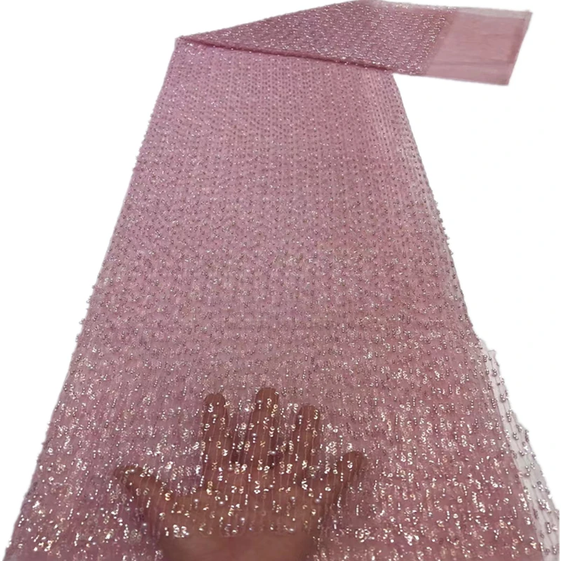 

Familiar Nigerian Beads Lace Fabrics 2022 High Quality Sequins Lace African Lace Fabric For Wedding French Tulle Lace XC22401