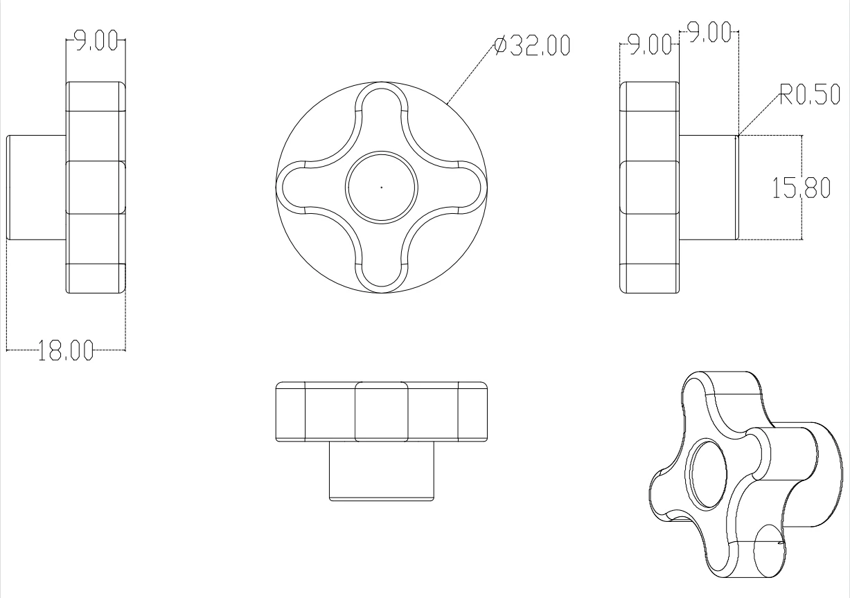 5pcs T-Track Knob Kit with 7 Star Threaded for Woodworking Jigs and Fixtures