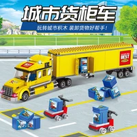 New Modern City Big Cargo Freight Truck Semi Trailer truck Large Heavy Goods Vehicle Car Model Building Blocks Bricks Kids Toys 2