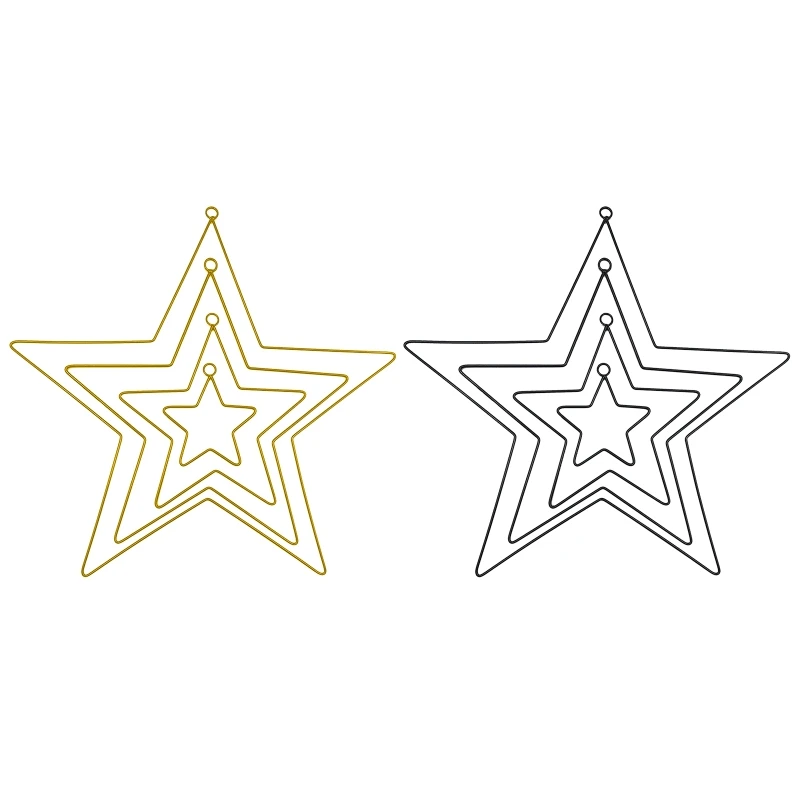 DIY Wrought Iron Metal Stars Ring Stars Wire Wreath Frame Hoop Macrame Rings for Handmade Dream Catcher New Year Drop Shipping 3