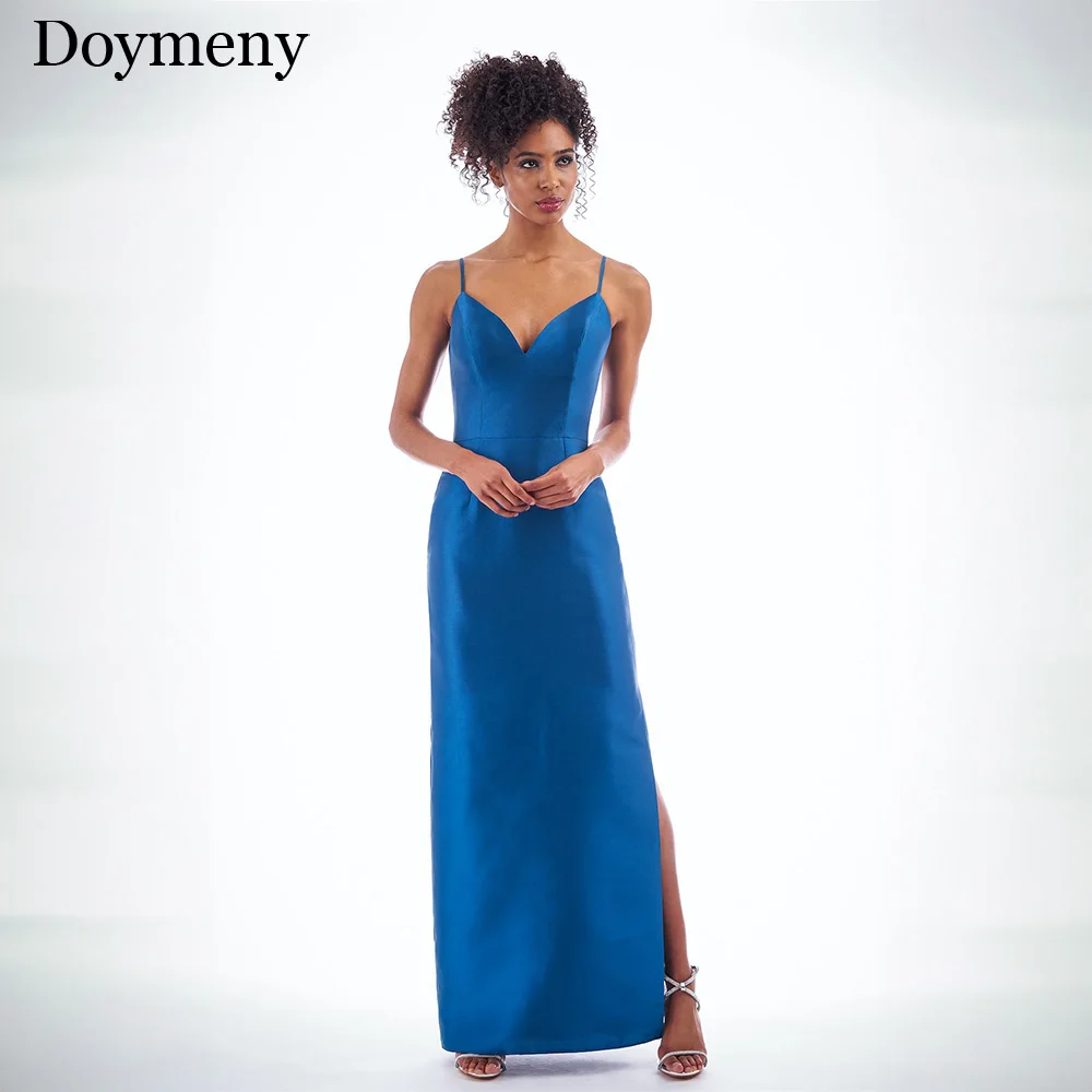 

Doymeny Bridesmaid Dresses Stunning Sheath V-Neck Spaghetti Straps Open Back Side Slit Elegant robe pour cérémonie de mariage