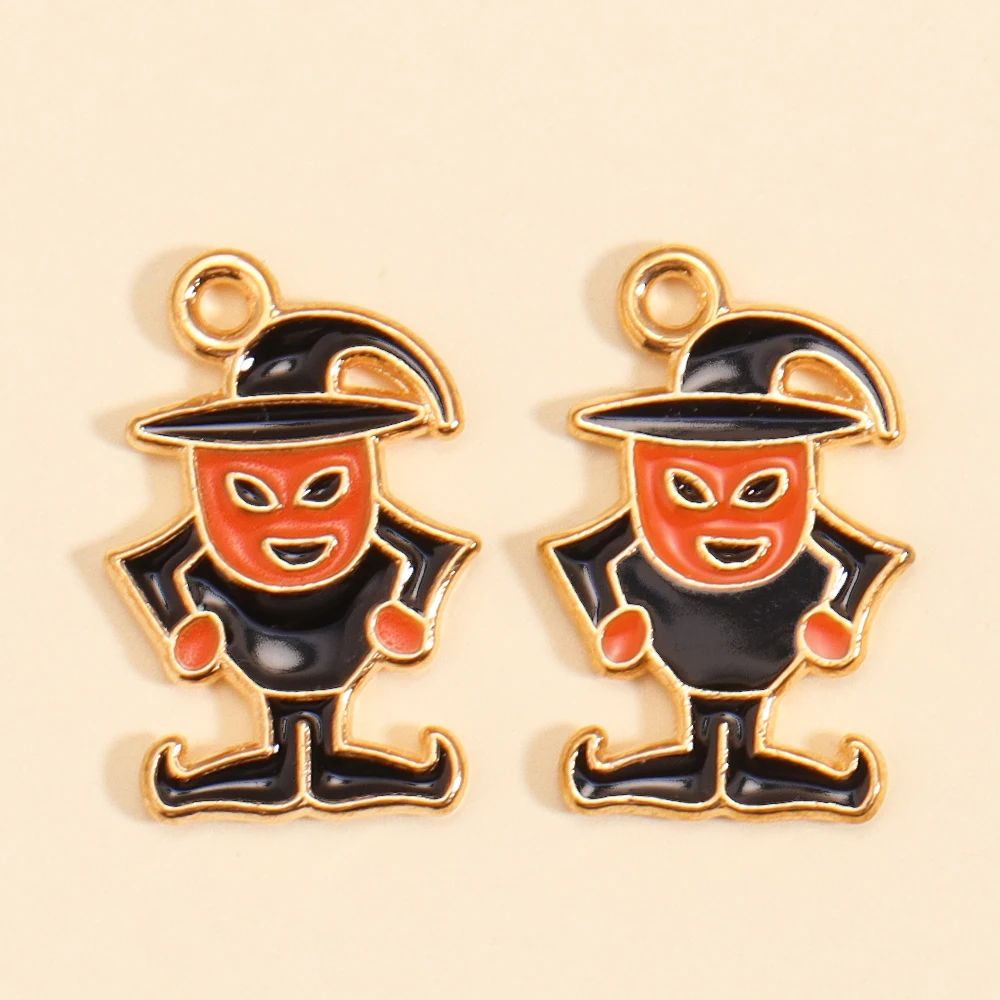 10 Stück Cartoon Emaille Kürbis Geist Charms für DIY Schmuckherstellung Halloween Anhänger Ohrringe Halsketten Zubehör Handwerk – Detail 9