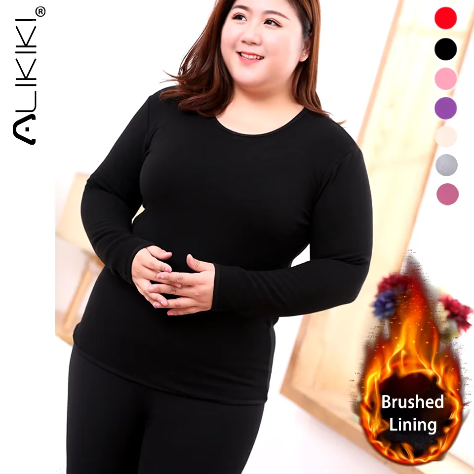 Women Plus Size Thermal Underwear Set Long Johns Suit Base Layer Underscrubs For Winter thermal underwear sets