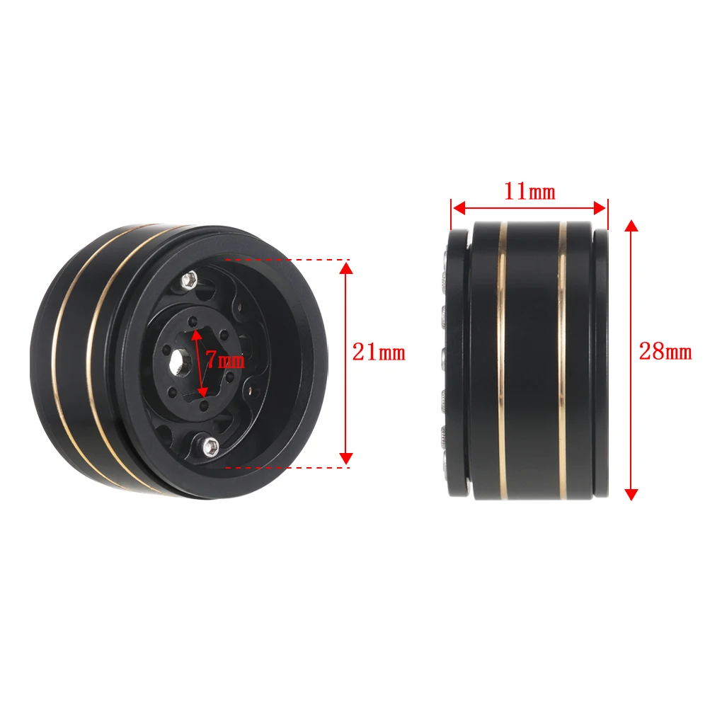 RCGOFOLLOW Brass 1.0 Inch Beadlock Wheel Rims Negative Offset SCX24 Weights for 1/24 1/18 RC Crawler AX24 FCX24 Enduro24 TRX4M