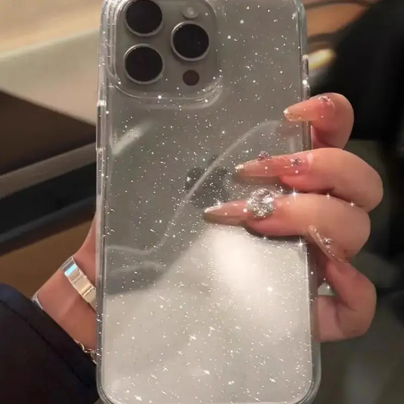Advanced Minimalist Transparent Glitter Phone Case - Y2K Cover