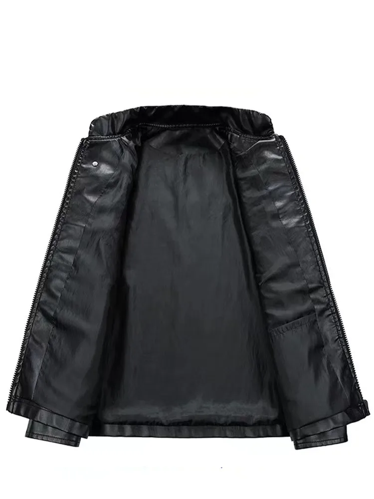 Description Picture 4 of itemMen Moto Biker Jacket Embroidered varsity Leather jacket oversized Faux Leather Coat Spring Autumn PU Windbreaker Racing Outwear