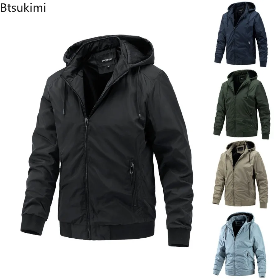 2024 Men's Spring Autumn Detachable Hooded Jackets Fashion Solid Casual Sports Thin Cotton Jackets Business Trend Men's Clothing 1pc recurve bow stand detachable portable kick rack outdoor sports shooting archery hunting bow holder