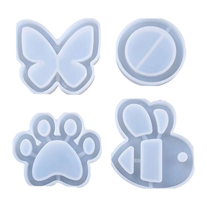 

4 Pcs Shaker Crystal Epoxy Resin Mold Jewelry Pendant Silicone Mould