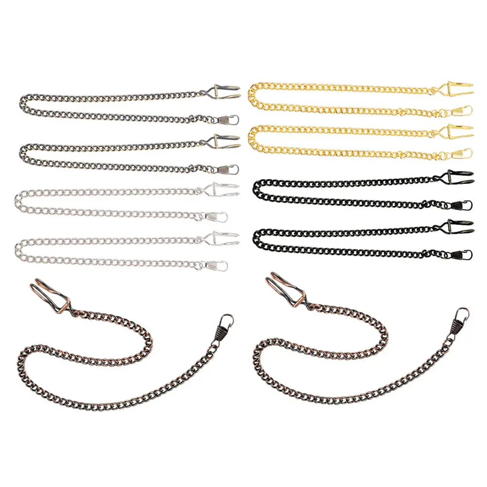 10Pcs 레트로 포켓 시계 체인 합금 빈티지 시계 체인 남성 여성을위한 걸쇠 조절 길이 청바지 벨트 키 체인 장식
