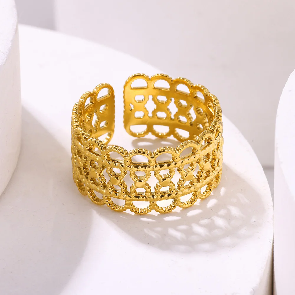 Vintage Stars Rings Gold Hollow Adjustable Ring