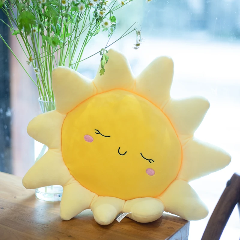 Plush Pillow Sleeping Sun Cloud Shaped Cartoon Bed Decor Nursing Yellow Pink Blue 6 Sizes 2