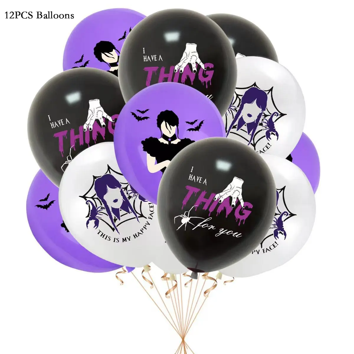 thumbnail image 1 of Decoraciones para fiesta de cumpleaños de la película Miércoles Addams Vajilla temática del miércoles Suministros para fiesta Vaso Plato Globo para baby shower, 1 of 5