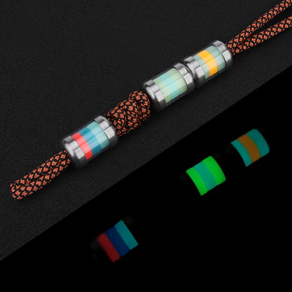PC 플라스틱 티타늄 합금 구슬 DIY 빛나는 Paracord 구슬 우산 밧줄 펜던트 열쇠 고리 액세서리