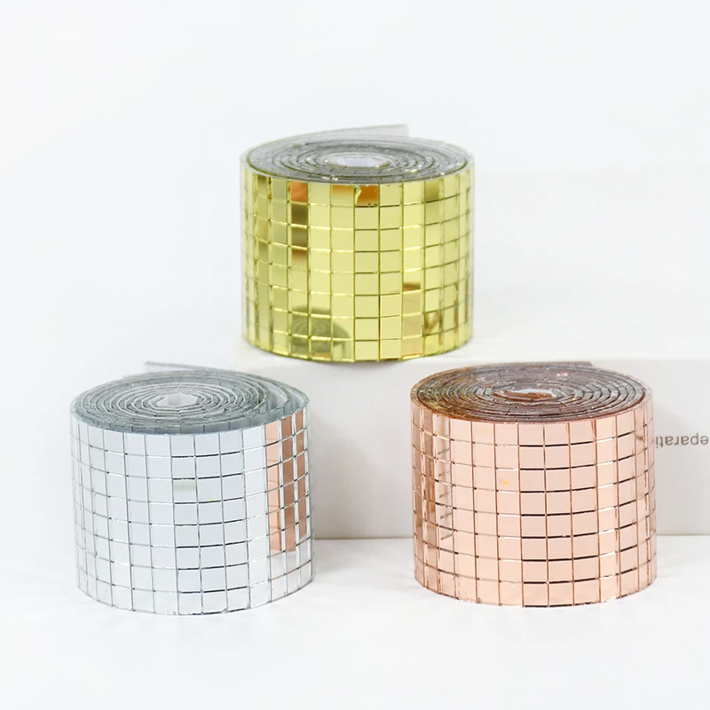 Selfadhesive Mini Square Real Glass Mirrors Mosaic Tiles Stickers For