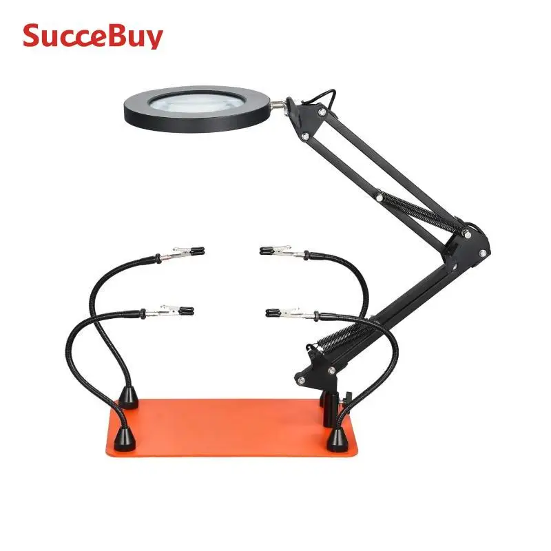 SucceBuy Magnetic Helping Hands Soldering Station 4Tool w/3X LED Magnifying Lamp & Non-Slip Heavy-Duty Base Craft Hobby DIY